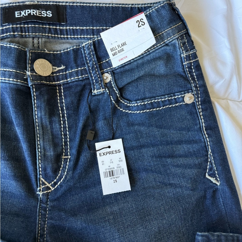 Express Bell Flare Mid Rise Stretch